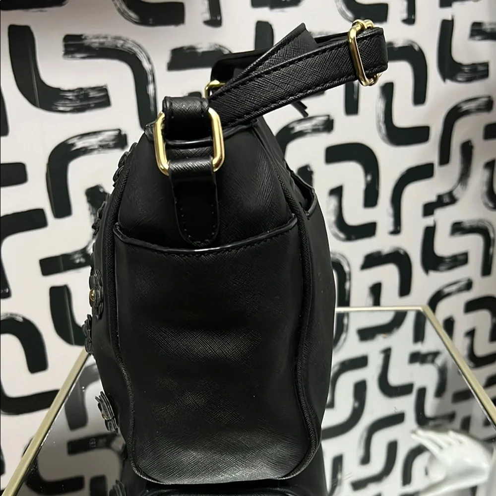Liz Claiborne Black Crossbody Bag with Gold Accents